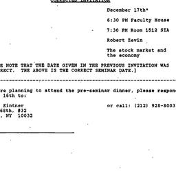 Announcements, 1987-12-17. ...