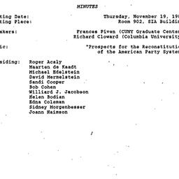 Minutes, 1987-11-19. Politi...