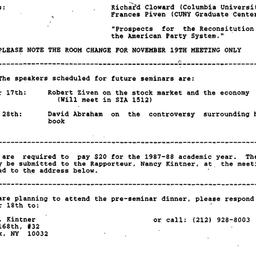 Announcements, 1987-11-19. ...