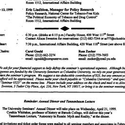 Announcements, 1999-04-29. ...