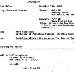 Announcements, 1982-12-09. ...