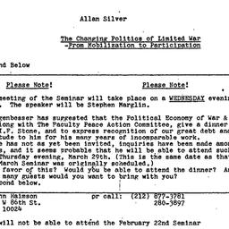 Announcements, 1973-02-22. ...