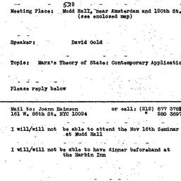 Announcements, 1972-11-16. ...