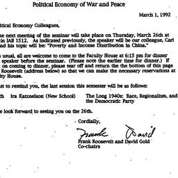 Announcements, 1992-03-01. ...