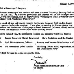 Announcements, 1992-01-07. ...