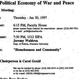 Announcements, 1997-01-30. ...