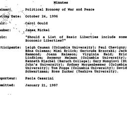 Minutes, 1996-10-24. Politi...