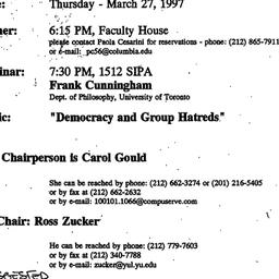 Announcements, 1997-03-27. ...
