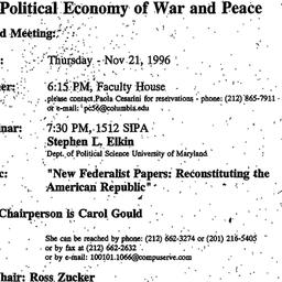 Announcements, 1996-11-21. ...