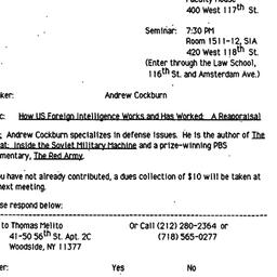 Announcements, 1986-01-30. ...