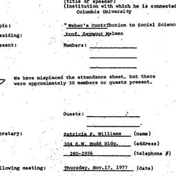 Minutes, 1977-10-20. Politi...