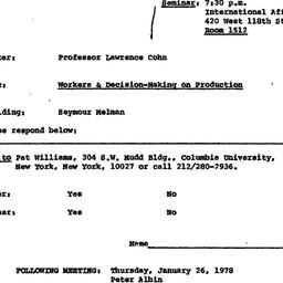 Announcements, 1977-12-08. ...