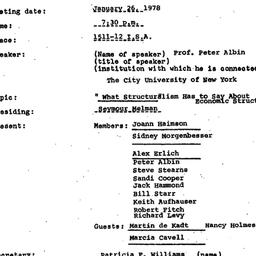 Minutes, 1978-01-26. Politi...