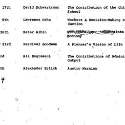 Schedules, Political Econom...