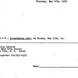 Announcements, 1985-05-16. ...