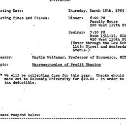 Announcements, 1985-03-28. ...