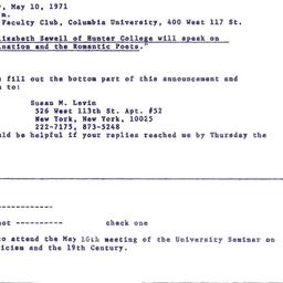 Announcements, 1971-05-10. ...