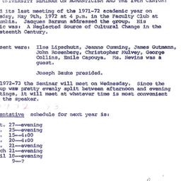 Minutes, 1972-05-09. Romant...
