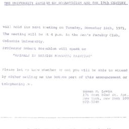 Announcements, 1971-11-16. ...