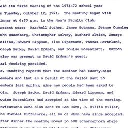 Minutes, 1971-10-12. Romant...