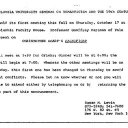 Announcements, 1974-10-17. ...