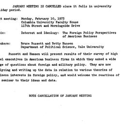 Announcements, 1974-12-31. ...