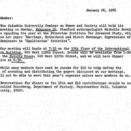 Announcements, 1976-01-26. ...