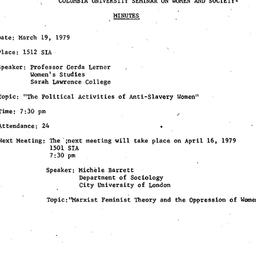 Minutes, 1979-03-19. Women ...