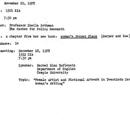 Minutes, 1978-11-20. Women ...