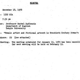 Minutes, 1978-12-18. Women ...