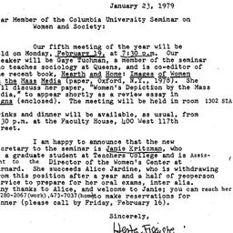 Announcements, 1979-01-23. ...