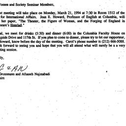 Announcements, 1994-03-05. ...