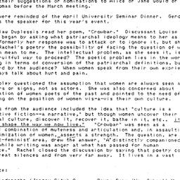 Minutes, 1984-02-20. Women ...