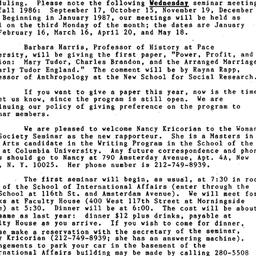 Announcements, 1986-09-01. ...