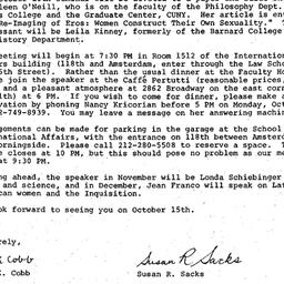Announcements, 1986-09-29. ...