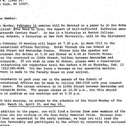 Announcements, 1987-01-30. ...