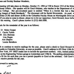 Announcements, 1994-10-04. ...