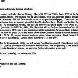 Announcements, 1995-03-06. ...