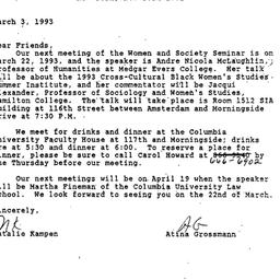 Announcements, 1993-03-03. ...