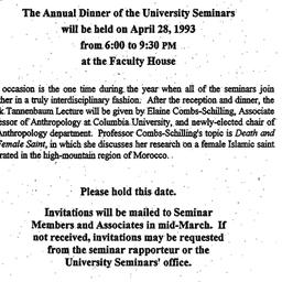 Announcements, 1993-04-28. ...