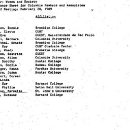 Minutes, 1989-02-20. Women ...