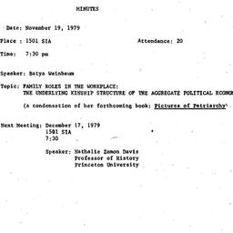 Minutes, 1979-11-19. Women ...