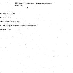 Minutes, 1980-05-12. Women ...