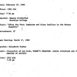 Minutes, 1980-01-19. Women ...