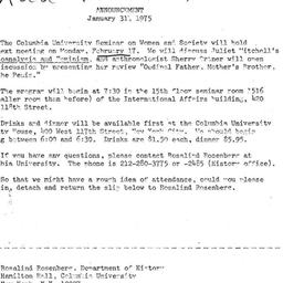 Announcements, 1975-01-31. ...