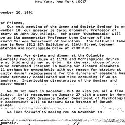 Announcements, 1991-11-20. ...