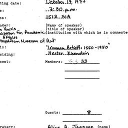 Minutes, 1977-10-13. Women ...