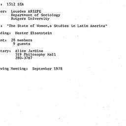 Minutes, 1978-05-15. Women ...