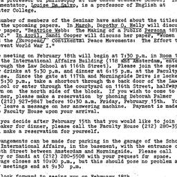Announcements, 1985-02-01. ...