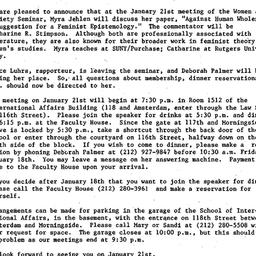 Announcements, 1985-01-07. ...